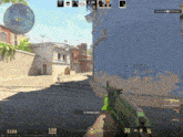 a screenshot of a video game with a green weapon and the number 30 on the screen