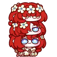 a cartoon of a girl with red hair and blue eyes