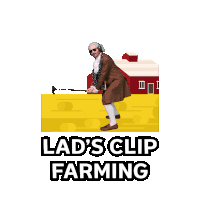 lad 's clip farming poster with a man in a brown suit