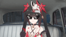 a cartoon girl wearing sunglasses and a mask