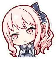 a chibi girl with pink hair and a blue bow in her hair .