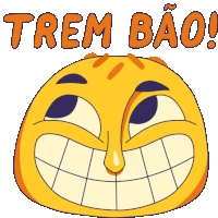 Happy Cheese Bread Says Good Stuff In Portuguese Sticker - Full Of Emotion Trem Bao Big Grin Stickers