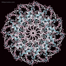 a circular pattern with a black background and libbycreates.com written on the bottom