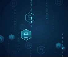 a blue background with numbers and a padlock in the middle