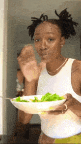 Pretending To Eat Salad Salad Girl GIF - Pretending To Eat Salad Pretending Salad Girl GIFs