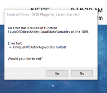 a window that says souls of cities - sfse plugin by larannkiar v6.0