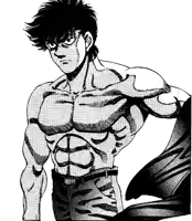 a black and white drawing of a shirtless man with glasses