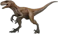 a brown dinosaur with its mouth open and sharp claws on a white background