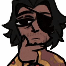 a cartoon drawing of a man wearing sunglasses with his hand on his chin