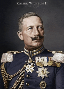 a portrait of kaiser wilhelm ii with a mustache
