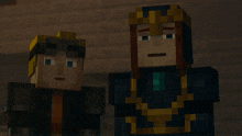 two minecraft characters are standing next to each other with one wearing a crown