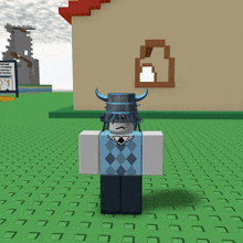 a cartoon character with horns and a shield with the number 6 on it