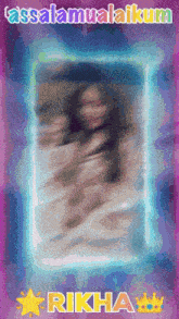 a picture of a woman with the words ' assalamualaikum ' written on it