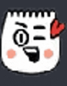 a pixel art drawing of a notepad with a red heart on its nose .