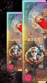 a picture of a man with the words ates written on it