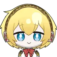 a cartoon character with yellow hair and blue eyes