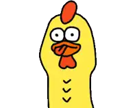 a cartoon chicken sticking its tongue out and making a funny face