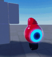 a red object with a blue circle in the middle of it