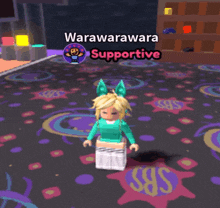 a girl in a video game with the name warawarawara supportive on it