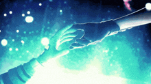 a hand is reaching out towards another hand