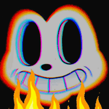 a cartoon face with flames coming out of its mouth