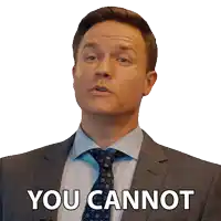 a man in a suit and tie has the words you cannot written on his face