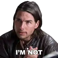a man wearing a leather jacket says " i 'm not "