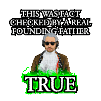 a man giving a thumbs up with the words this was fact checked by a real founding father true behind him
