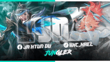 a poster for a game called jungler has two characters on it