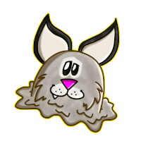 a cartoon drawing of a cat with a pink nose