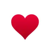a red heart with a white border has a crack in it