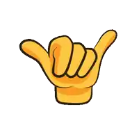a yellow hand is making a hang loose gesture