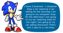 a picture of sonic the hedgehog with a speech bubble behind him