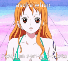 a picture of a girl with the words asuka when / asaden server boosts