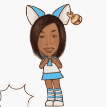 a cartoon of a girl with cat ears and a bell