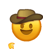 Emoji Hat Sticker - Emoji Hat Cowboy Stickers