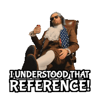 a man sitting in a chair with the words " i understood that reference "