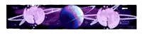 a drawing of a galaxy with planets and rings