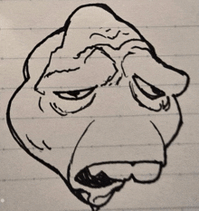 a drawing of an old man 's face with a sad expression