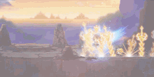 a video game scene with a giant explosion in the middle of it