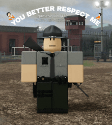 a screenshot of a video game with the words you better respect me on it