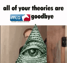a man is standing in front of a door with an all seeing eye in a triangle .