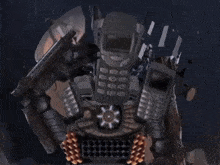 a robot made out of old cell phones with the word cop on the back