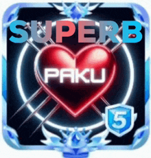 an app icon for superb paku with a heart in the middle