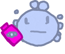 a cartoon drawing of a person holding a pink item