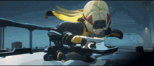a cartoon character is holding a gun and wearing a cape