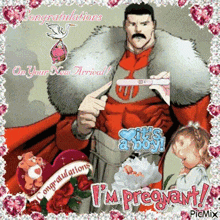 a cartoon of a man holding a pregnancy test that says congratulations on your new arrival