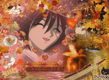 a picture of a girl with hearts around her and the word samurai on the bottom