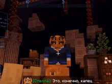 a screenshot of a minecraft game shows a character named stella standing in a dark room