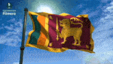 a flag with a lion holding a sword and the words wondershare filmora on the bottom